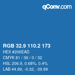 カラーコード: RGB 32.9 110.2 173 | qconv.com