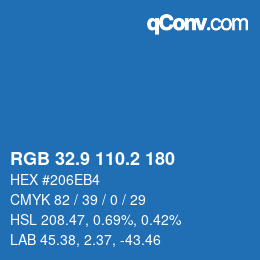Color code: RGB 32.9 110.2 180 | qconv.com