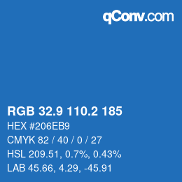 カラーコード: RGB 32.9 110.2 185 | qconv.com