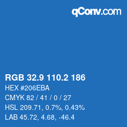 カラーコード: RGB 32.9 110.2 186 | qconv.com