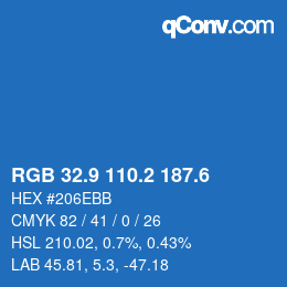カラーコード: RGB 32.9 110.2 187.6 | qconv.com