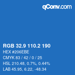 カラーコード: RGB 32.9 110.2 190 | qconv.com