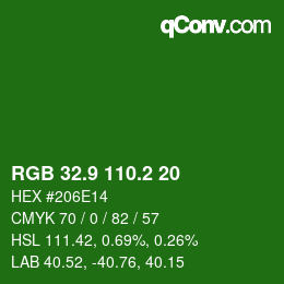 カラーコード: RGB 32.9 110.2 20 | qconv.com