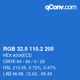 カラーコード: RGB 32.9 110.2 205 | qconv.com