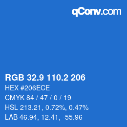 カラーコード: RGB 32.9 110.2 206 | qconv.com
