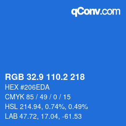 Farbcode: RGB 32.9 110.2 218 | qconv.com