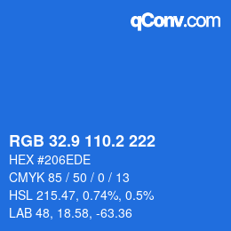 Farbcode: RGB 32.9 110.2 222 | qconv.com
