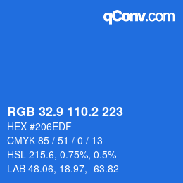 Color code: RGB 32.9 110.2 223 | qconv.com