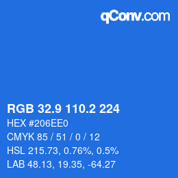カラーコード: RGB 32.9 110.2 224 | qconv.com