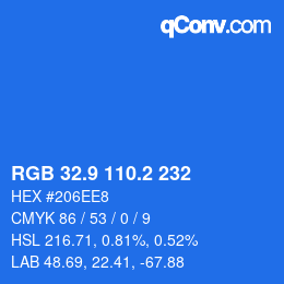 Color code: RGB 32.9 110.2 232 | qconv.com