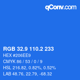 Color code: RGB 32.9 110.2 233 | qconv.com
