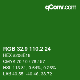 カラーコード: RGB 32.9 110.2 24 | qconv.com
