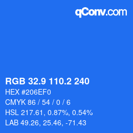 カラーコード: RGB 32.9 110.2 240 | qconv.com