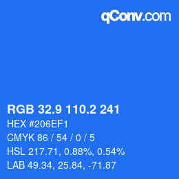 カラーコード: RGB 32.9 110.2 241 | qconv.com