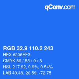 カラーコード: RGB 32.9 110.2 243 | qconv.com