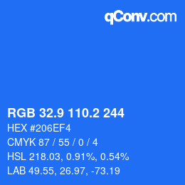 カラーコード: RGB 32.9 110.2 244 | qconv.com
