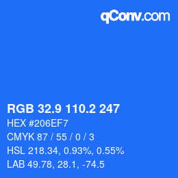 カラーコード: RGB 32.9 110.2 247 | qconv.com