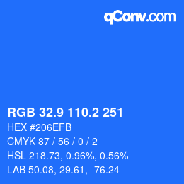 カラーコード: RGB 32.9 110.2 251 | qconv.com