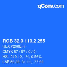 カラーコード: RGB 32.9 110.2 255 | qconv.com