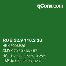 カラーコード: RGB 32.9 110.2 38 | qconv.com