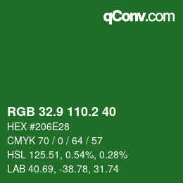 カラーコード: RGB 32.9 110.2 40 | qconv.com