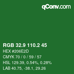 カラーコード: RGB 32.9 110.2 45 | qconv.com