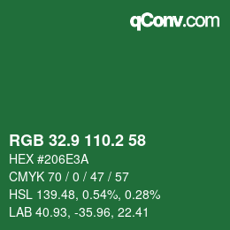 カラーコード: RGB 32.9 110.2 58 | qconv.com
