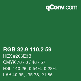 カラーコード: RGB 32.9 110.2 59 | qconv.com