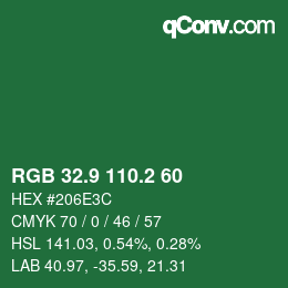 カラーコード: RGB 32.9 110.2 60 | qconv.com