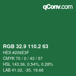 カラーコード: RGB 32.9 110.2 63 | qconv.com