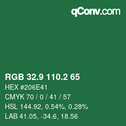 カラーコード: RGB 32.9 110.2 65 | qconv.com