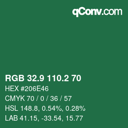 カラーコード: RGB 32.9 110.2 70 | qconv.com