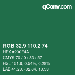 カラーコード: RGB 32.9 110.2 74 | qconv.com