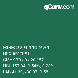 カラーコード: RGB 32.9 110.2 81 | qconv.com