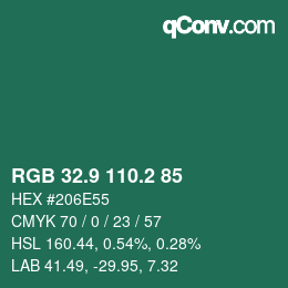 カラーコード: RGB 32.9 110.2 85 | qconv.com