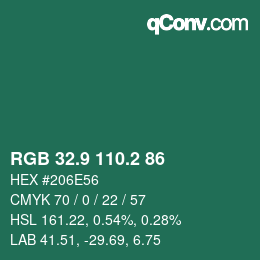 カラーコード: RGB 32.9 110.2 86 | qconv.com