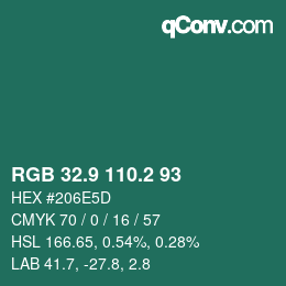 Color code: RGB 32.9 110.2 93 | qconv.com
