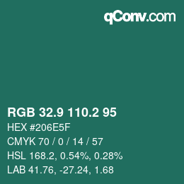カラーコード: RGB 32.9 110.2 95 | qconv.com