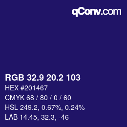 カラーコード: RGB 32.9 20.2 103 | qconv.com