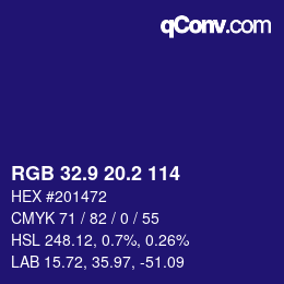 カラーコード: RGB 32.9 20.2 114 | qconv.com