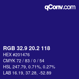 カラーコード: RGB 32.9 20.2 118 | qconv.com