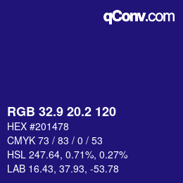 カラーコード: RGB 32.9 20.2 120 | qconv.com