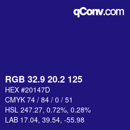 カラーコード: RGB 32.9 20.2 125 | qconv.com