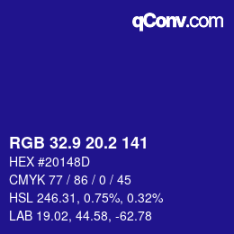 カラーコード: RGB 32.9 20.2 141 | qconv.com