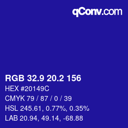 カラーコード: RGB 32.9 20.2 156 | qconv.com