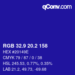 カラーコード: RGB 32.9 20.2 158 | qconv.com