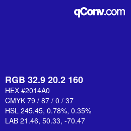カラーコード: RGB 32.9 20.2 160 | qconv.com