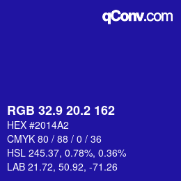 カラーコード: RGB 32.9 20.2 162 | qconv.com