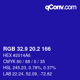 カラーコード: RGB 32.9 20.2 166 | qconv.com