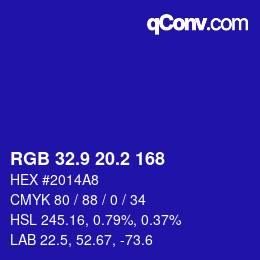 カラーコード: RGB 32.9 20.2 168 | qconv.com